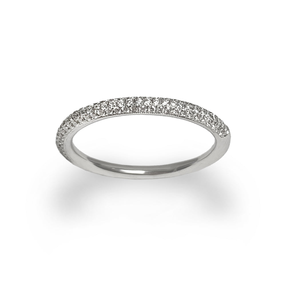 Alianza de boda con anillo de pila de diamantes pavé de 14k LWS520W