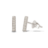 14K Gold Small Diamond Bar Stud Earrings ME2148