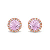 14K Gold Diamond Halo Pink Amethyst Stud Earring ME22501AM