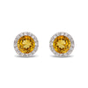 Pendiente de botón de lapislázuli con halo de diamantes en oro de 14 quilates ME22501LP