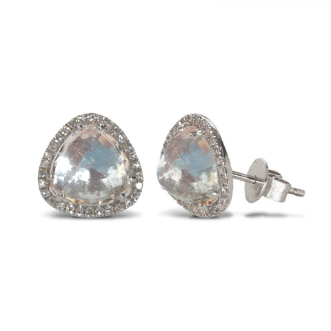 14K Halo Turquoise Diamond Stud Earring ME1974