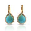 14K Gold Turquoise Teardrop Diamond Dangle Earrings ME2306TQ