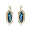 Aretes de diamantes con topacio azul Londres ovalado de oro de 14k ME2314
