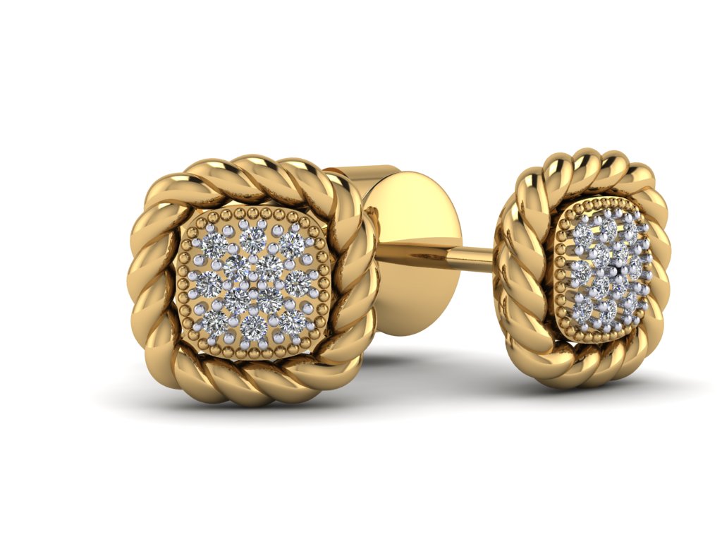 14K beaded frame diamond cluster stud earrings ME2430