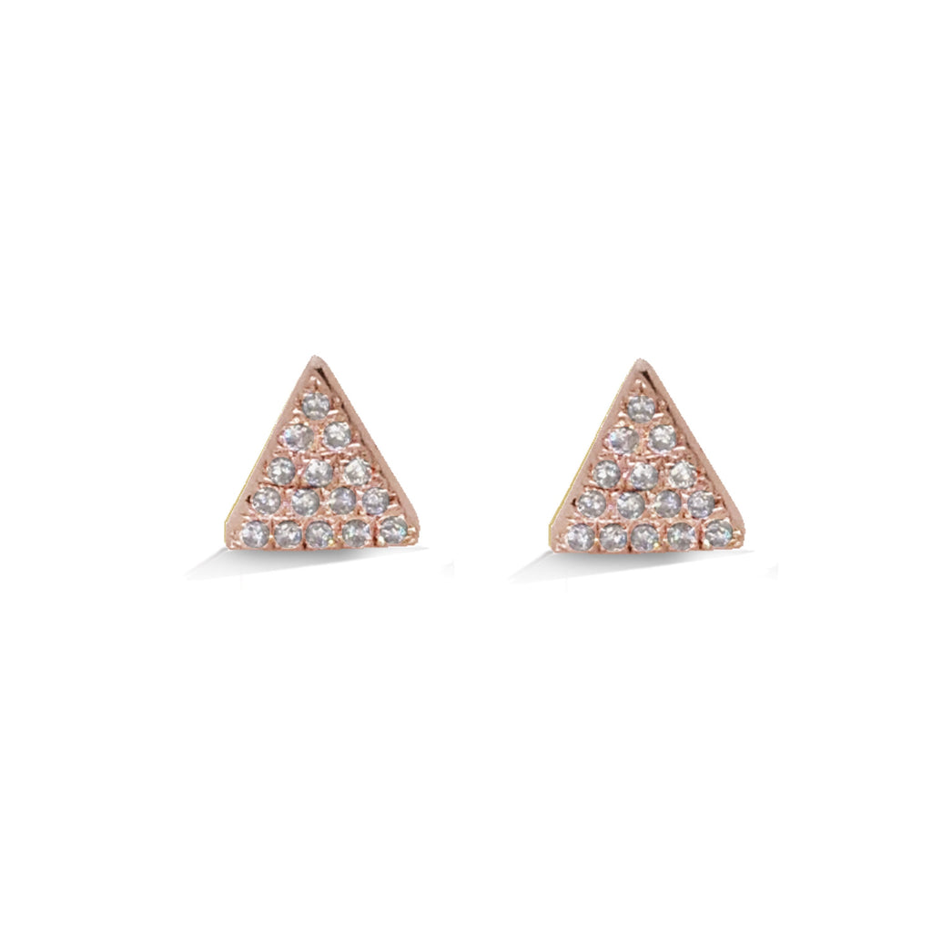 14K Gold Triangle Diamond  Pave Stud Earring ME24651