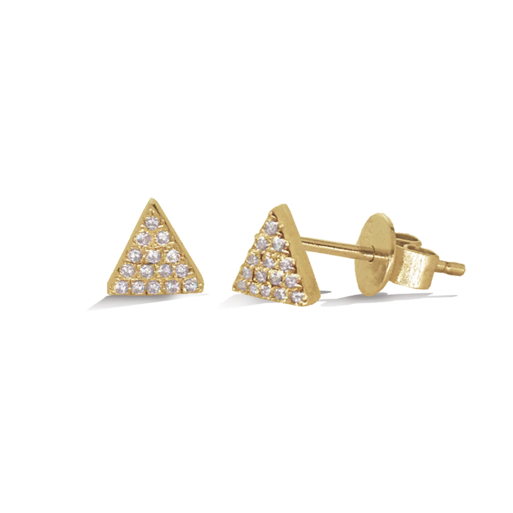 14K Triângulo de Ouro Diamante Pave Stud Earring ME24651