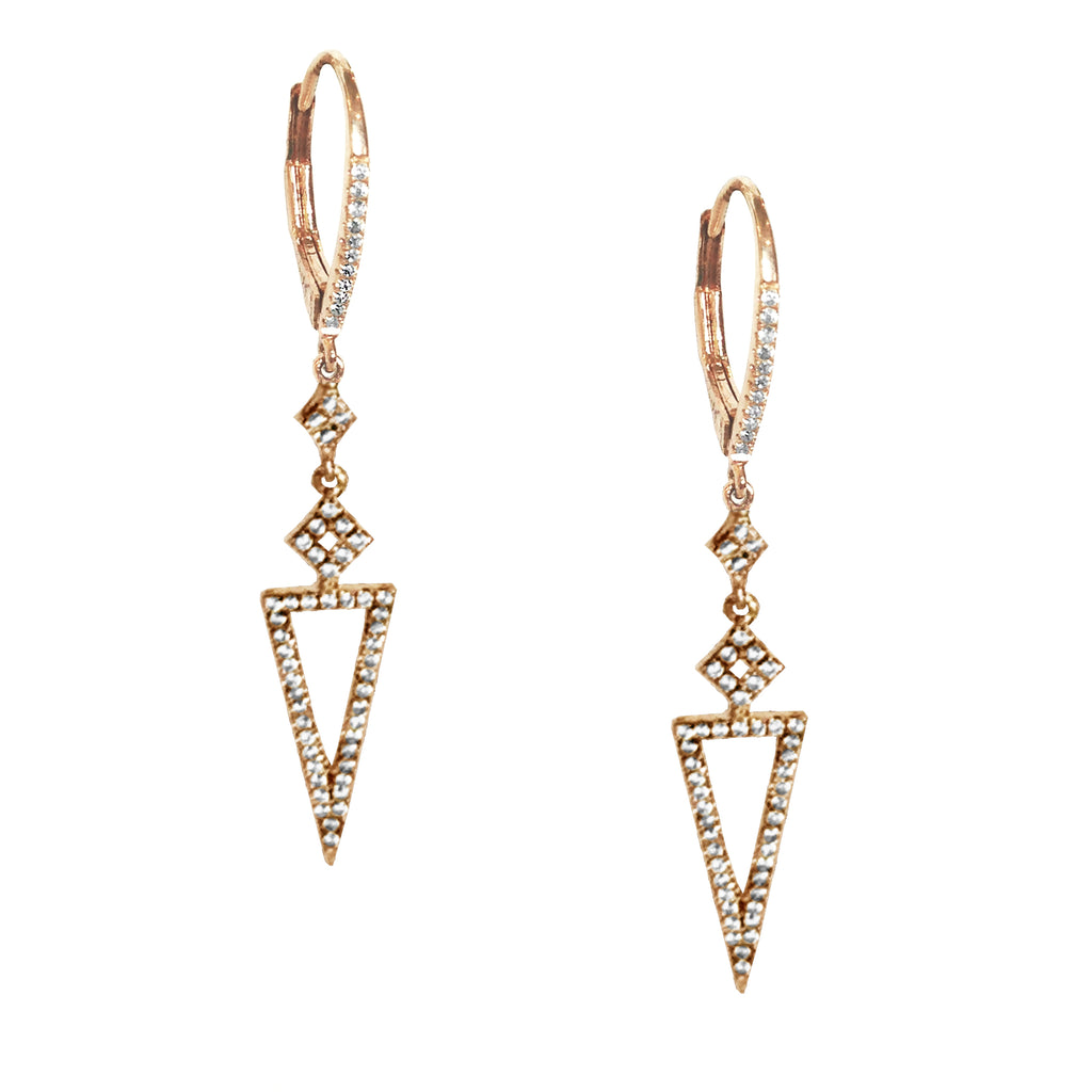 14k Inverted Open Triangle Pave Diamond Earrings ME24961