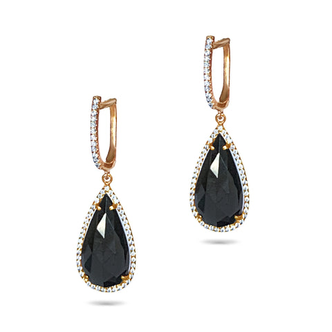 14k Unique Art Deco Black Onyx Earrings ME24821