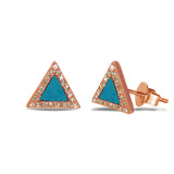 14K Gold Diamond Turquoise Triangle Stud Earring ME2803TQ