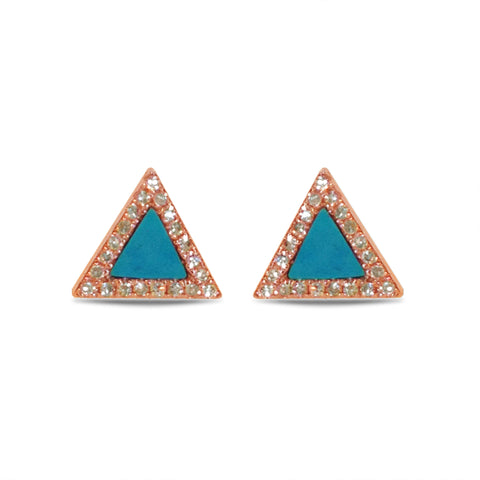 14K Gold Diamond Hexagon Turquoise Stud Earring ME2993TQ