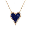 Collar de diamantes con halo de lapislázuli y corazón de 14k MN00056