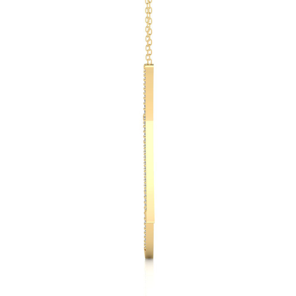 Collar con barra de diamantes ondulados en oro de 14k MN43729