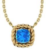 14K beaded gold cushion swiss blue topaz necklace MN0783