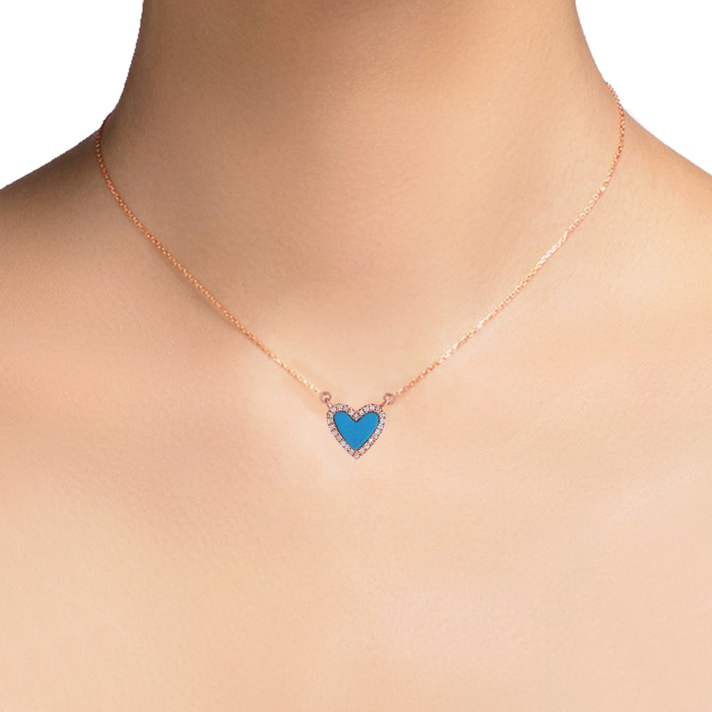 14K Gold Diamond Opal Heart Necklace MN2499