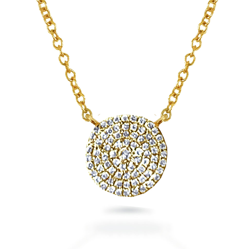 14k Pave round diamond disc necklace MN26081