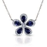 14k gold flower motif iolite and diamond necklace MN3362IOL