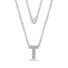 14k gold and diamond initial necklace MN3628IT
