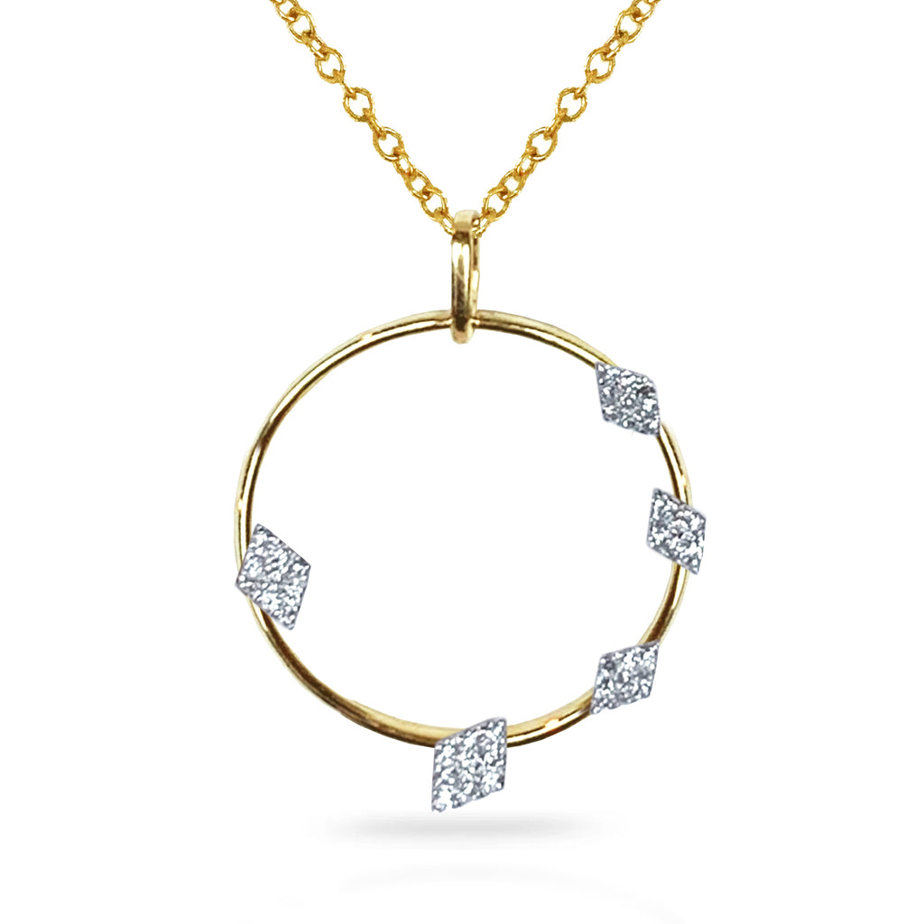 14k two tone open circle diamond necklace MN43829