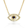 14k gold diamond blue sapphire evil eye necklace MN44910