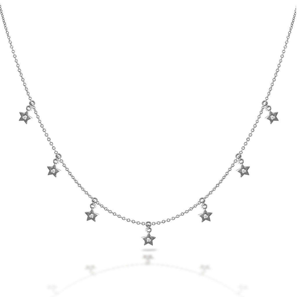 Gargantilla celestial con diamantes de 14k y estrella MN44914