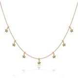 14k Gold diamond celestial choker star Necklace MN44914