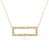 14K Open rectangular beaded diamond necklace MN45526