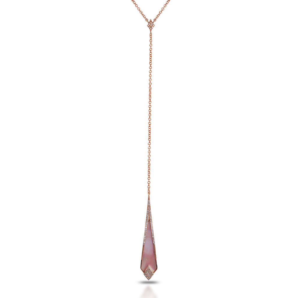 14K Pink Mother Of Pearl " Y " Lariat Necklace MN71429