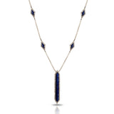 14k gold art deco Blue lapis and diamond fashion link necklace MN71430