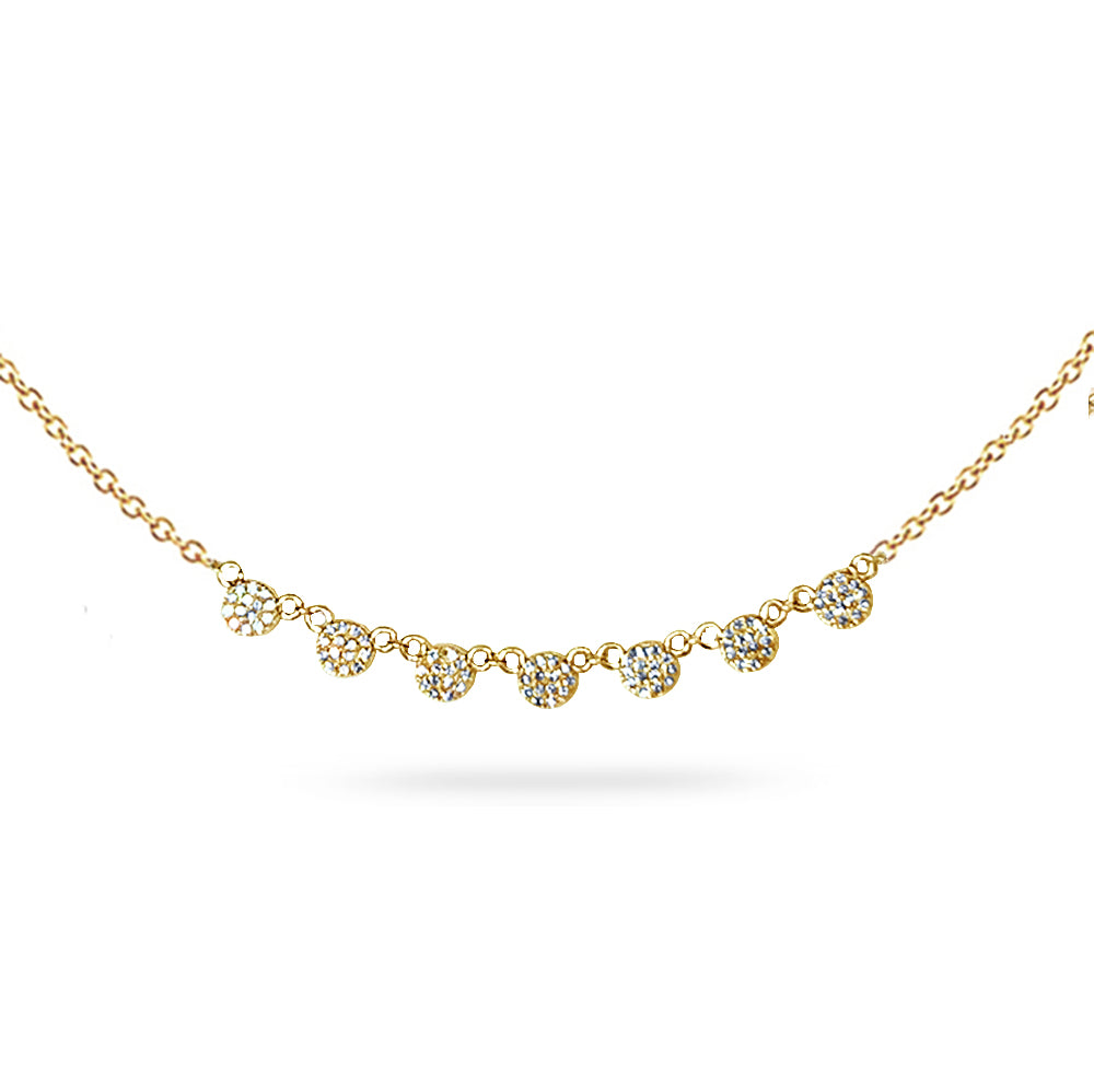 14k round disc diamond pave lariat necklace MN71515