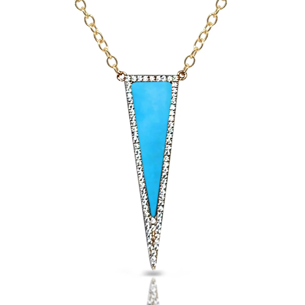 14k gold turquoise and diamond art deco necklace MN71558TQ