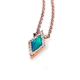 14k Gold delicate diamond shape opal necklace MN71675OP