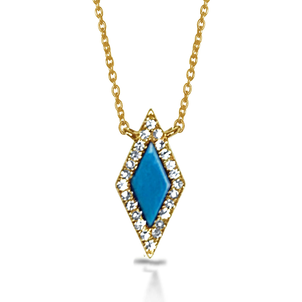 14k Gold delicate diamond shape turquoise necklace MN71675TQ