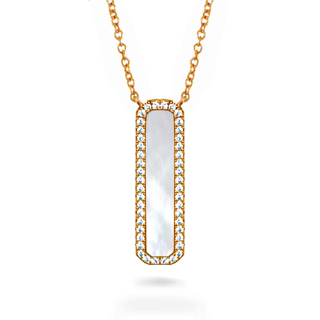 Collar de barra vertical de oro de 14k con diamantes y ónix negro MN71680OX