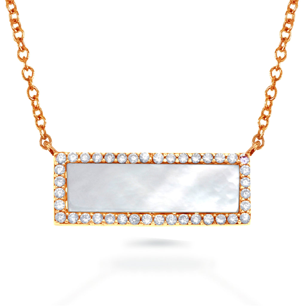 14k gold diamond black onyx horizontal bar necklace MN71681OX