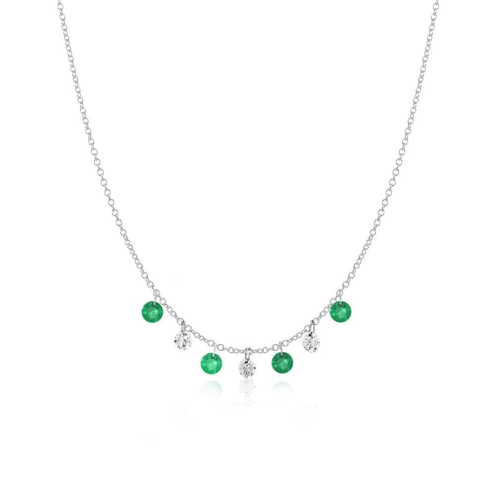 14k floating emerald & diamond necklace MN71749E