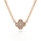 14k Petite diamond pave clover charm necklace MNY11300