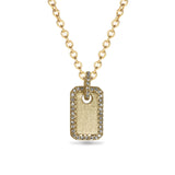 14K brushed matte gold diamond dog tag Necklace MP00120Y
