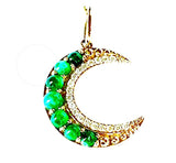 14K crescent moon opal & diamond charm pendant MP3235OP