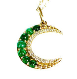 14K crescent moon emerald & diamond charm pendant MP3235E