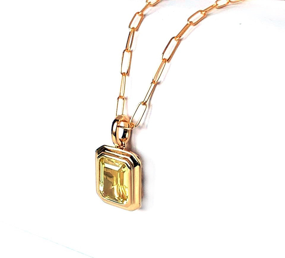 14k gold emerald cut amethyst pendant MP3478AM