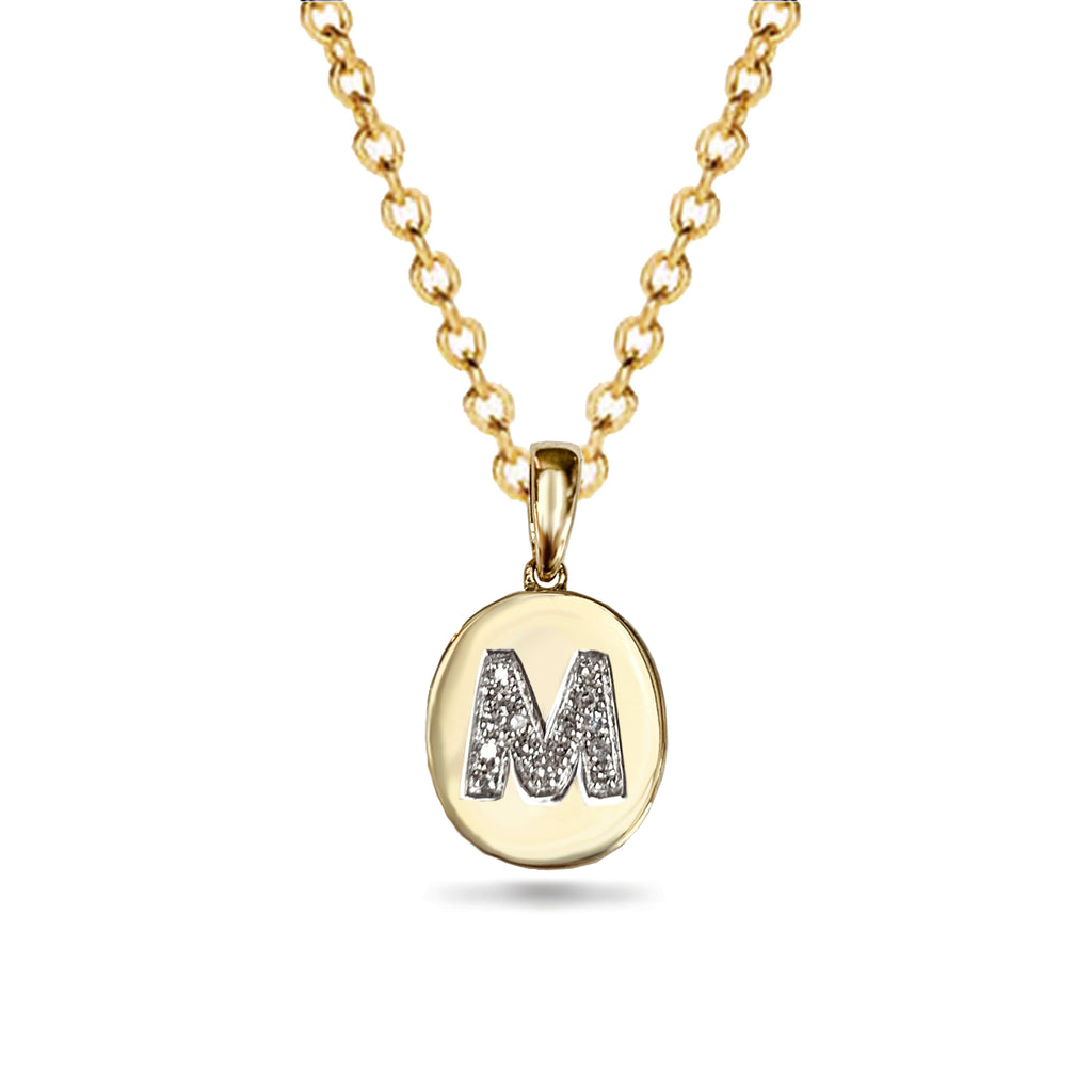 14k Gold & Diamond Disc Initial Necklace MP47107