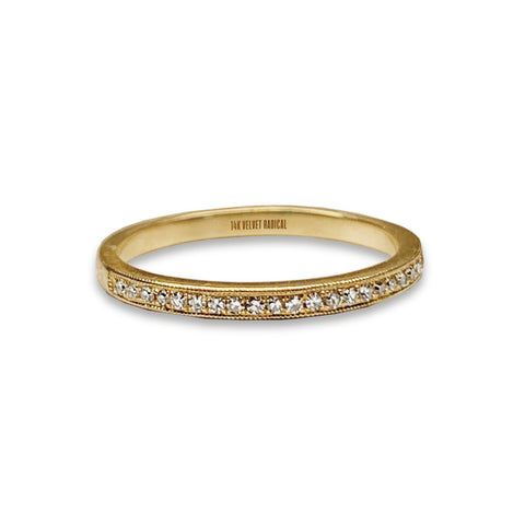 Anel de pilha fashion SR45060 com diamante em ouro 14k com miçangas