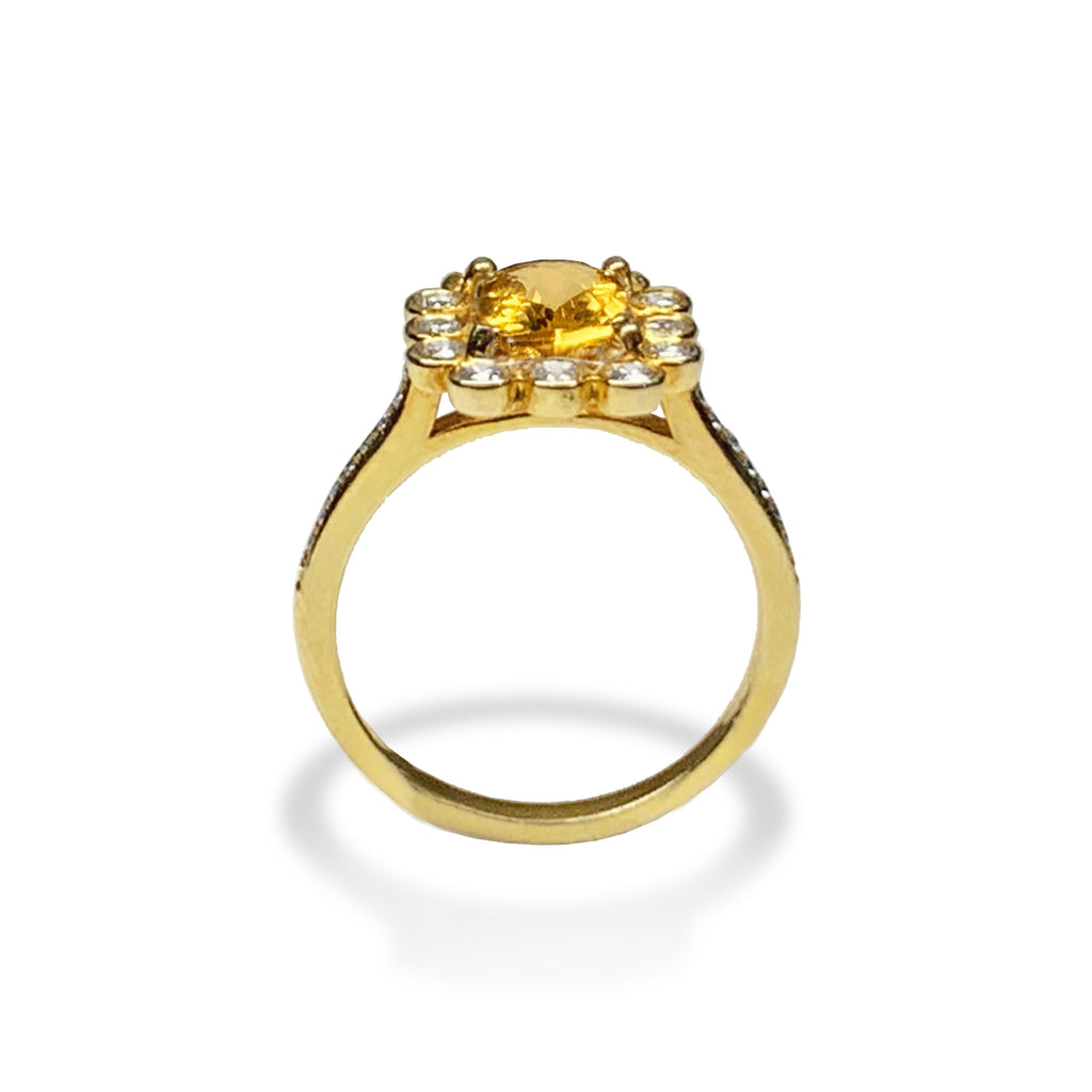 Anillo de compromiso de oro de 14k con turmalina amarilla y diamantes MR31594YTE