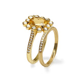 Anel de noivado de turmalina amarela com diamante de ouro 14k MR31594YTE