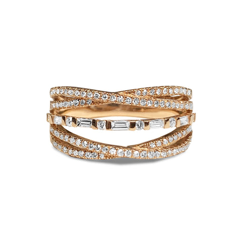 Aliança de casamento com diamante de 14k e anel de pilha da moda SR11931