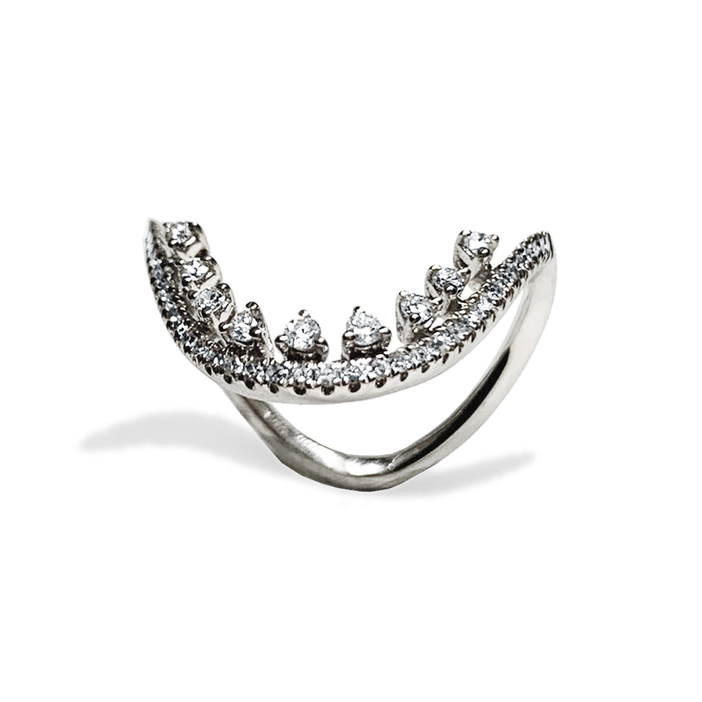 Diamante de ouro 14k em forma de"U"anel de pilha de designer de moda MR42490