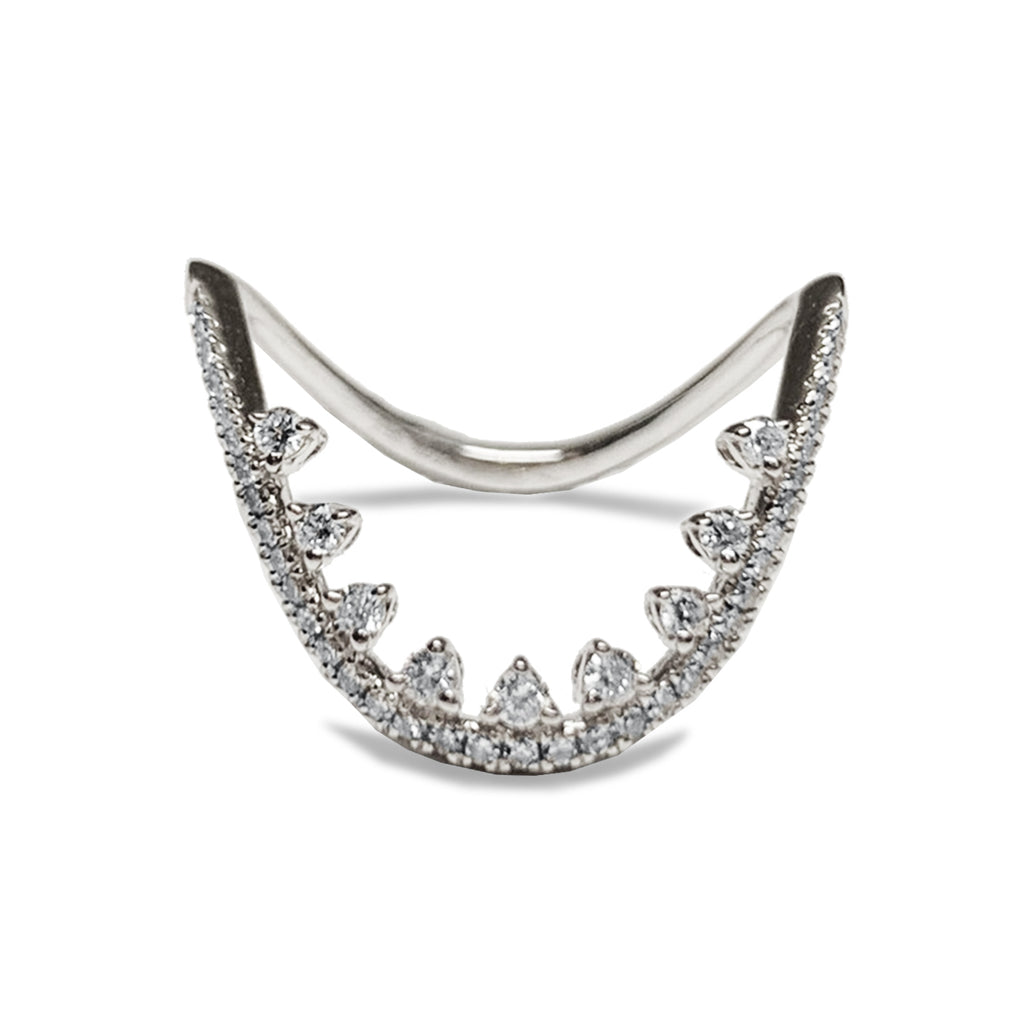 Anillo de pila de moda de diseñador en forma de"U"de diamantes de oro de 14k MR42490