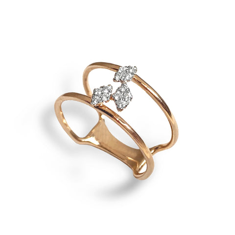 Círculo de ouro 14k pavimenta diamante moda pilha anel SR45821