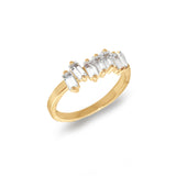 14k gold white topaz baguette fashion stack ring MR4445WT