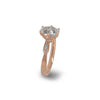Anel de noivado de topázio branco oval com diamante em ouro escovado 14K MR45160